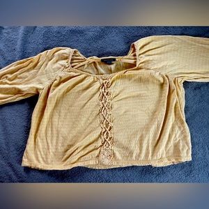 Yellow and white striped American Eagle long sleeve, size small.